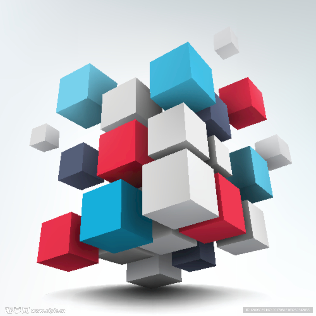 多彩3D立体方块矢量素材