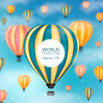 国际旅行节 矢量热气球