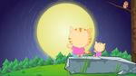 动画野外夜晚月亮小猫看月亮