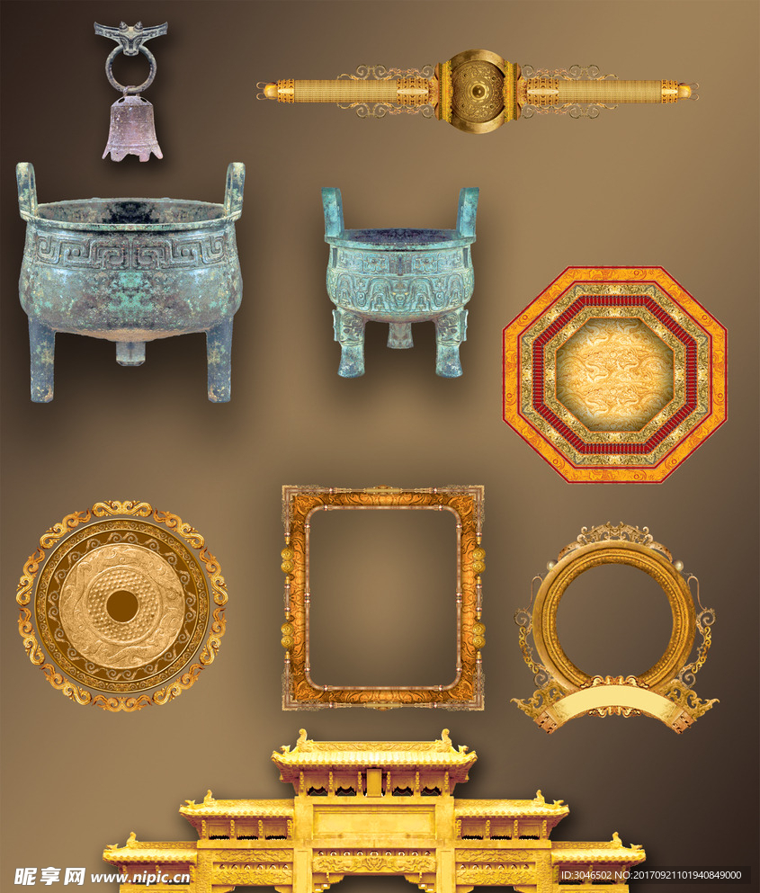 中国韵传统古典器皿文化素材