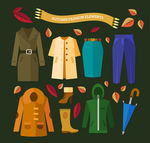 9款创意秋季服饰与配饰矢量图