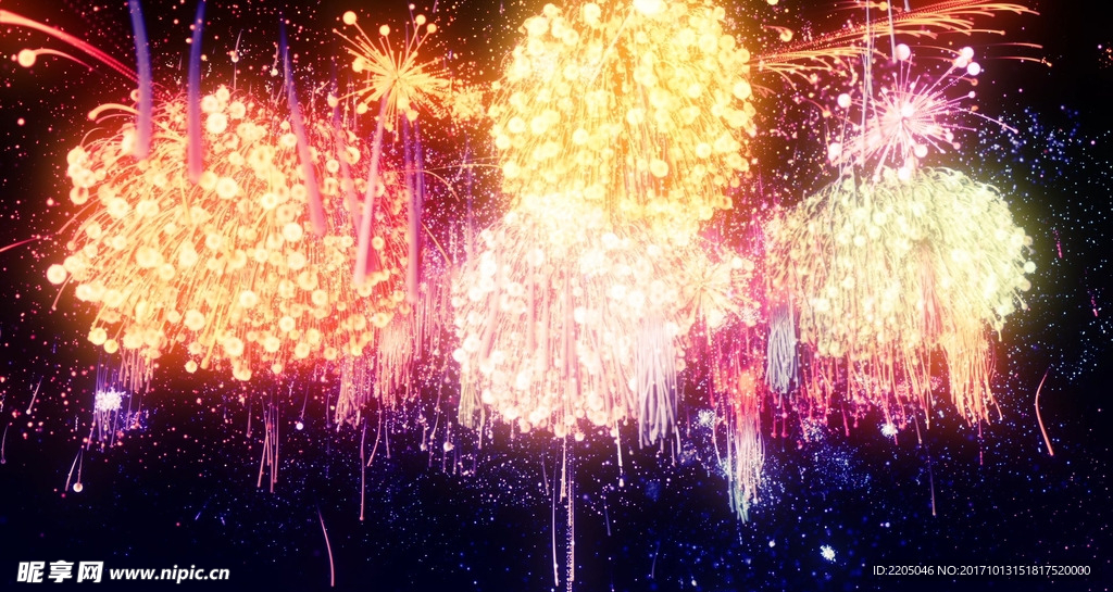 極品煙花綻放喜慶天空夜空