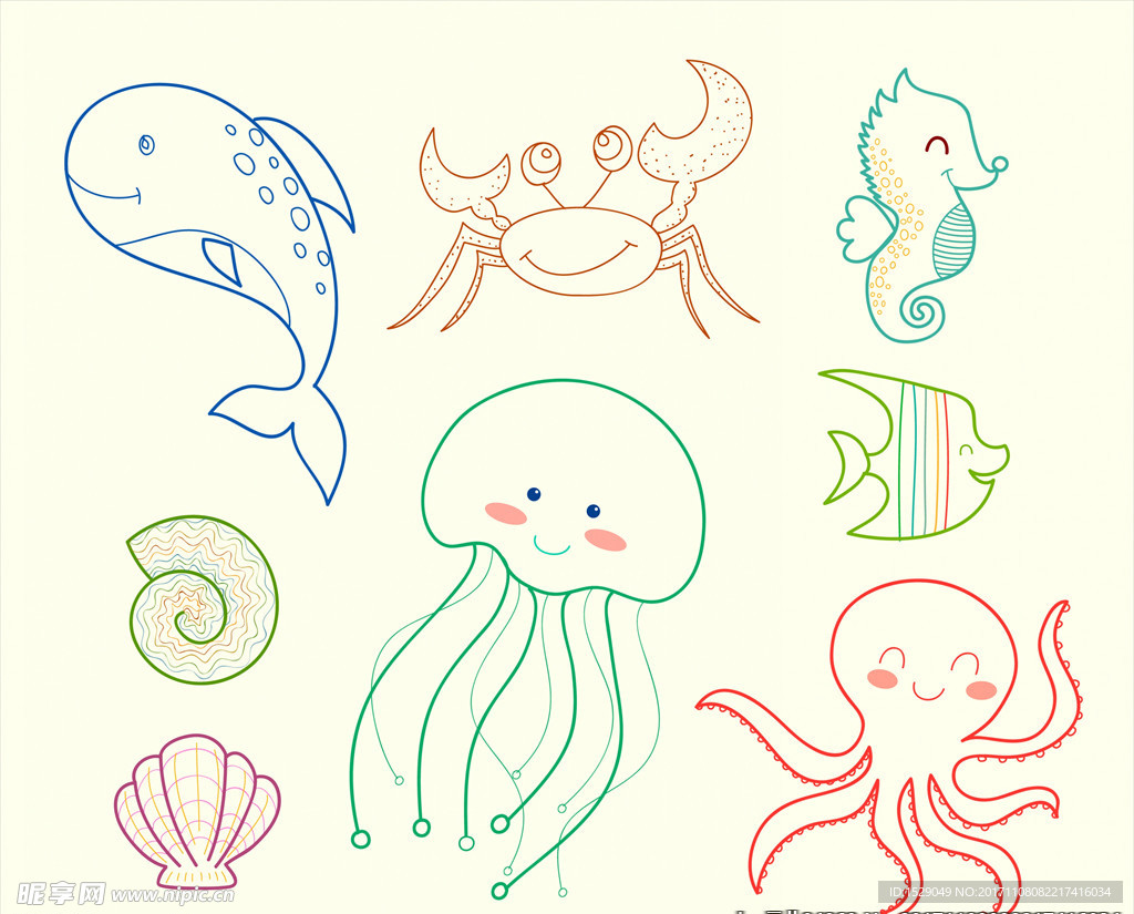 手繪海洋生物