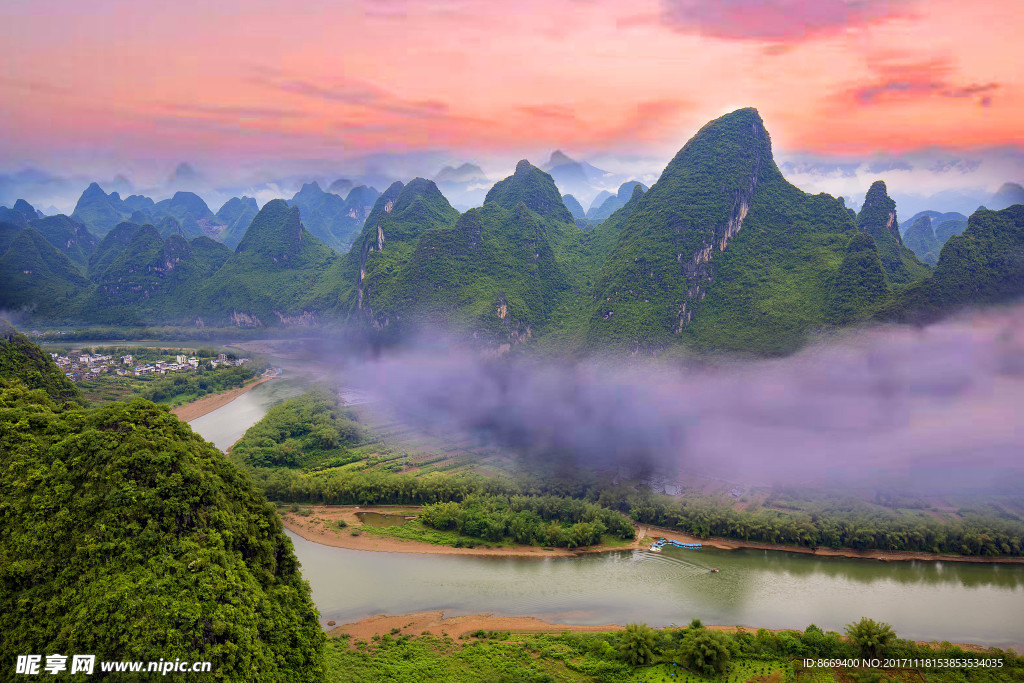 中國桂林風景名勝麗江河