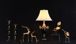 美式创意纯铜小鹿摆件大理石台灯
