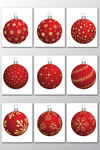红色圣诞节装饰球元素