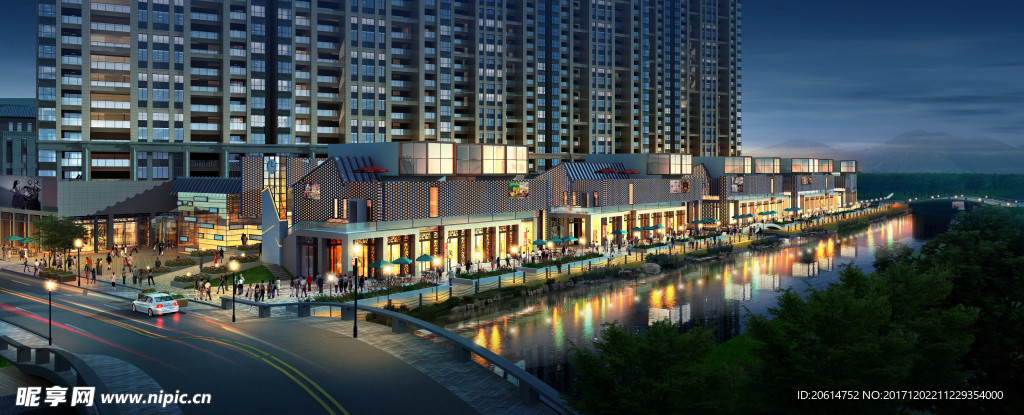 城市夜景渲染圖