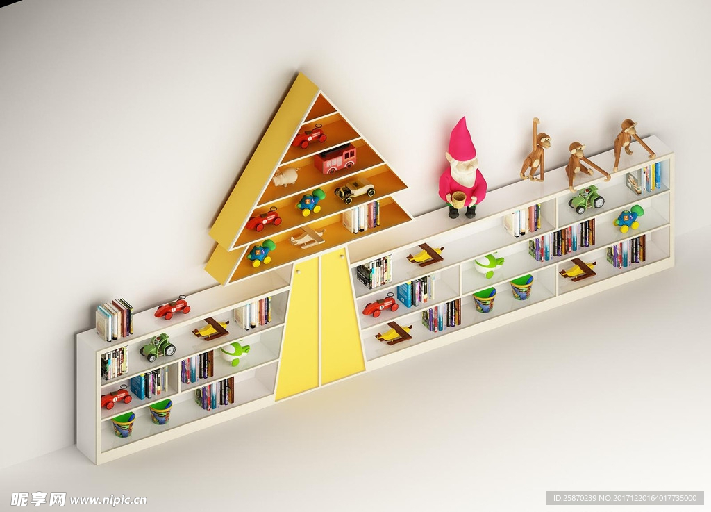 3D儿童书架模型