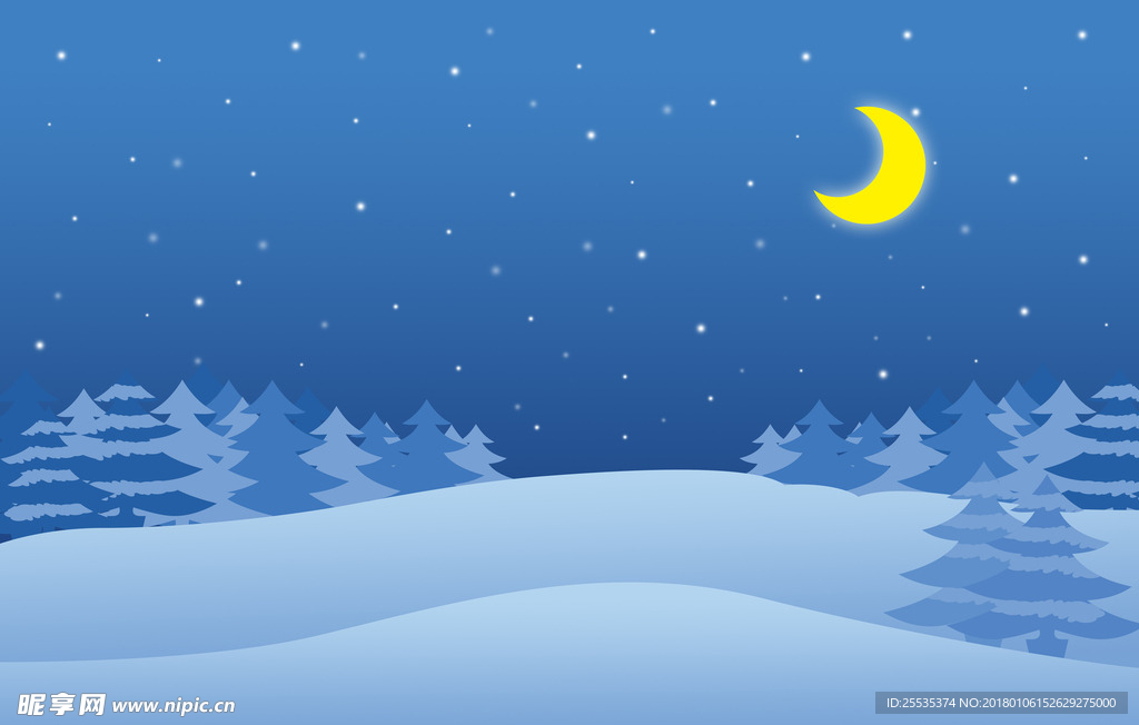 冬季夜晚蓝色背景图片