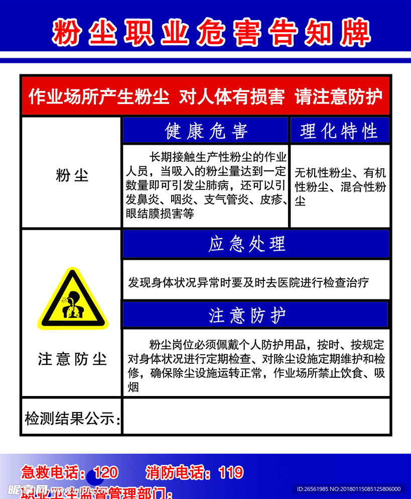 粉尘职业危害告知牌