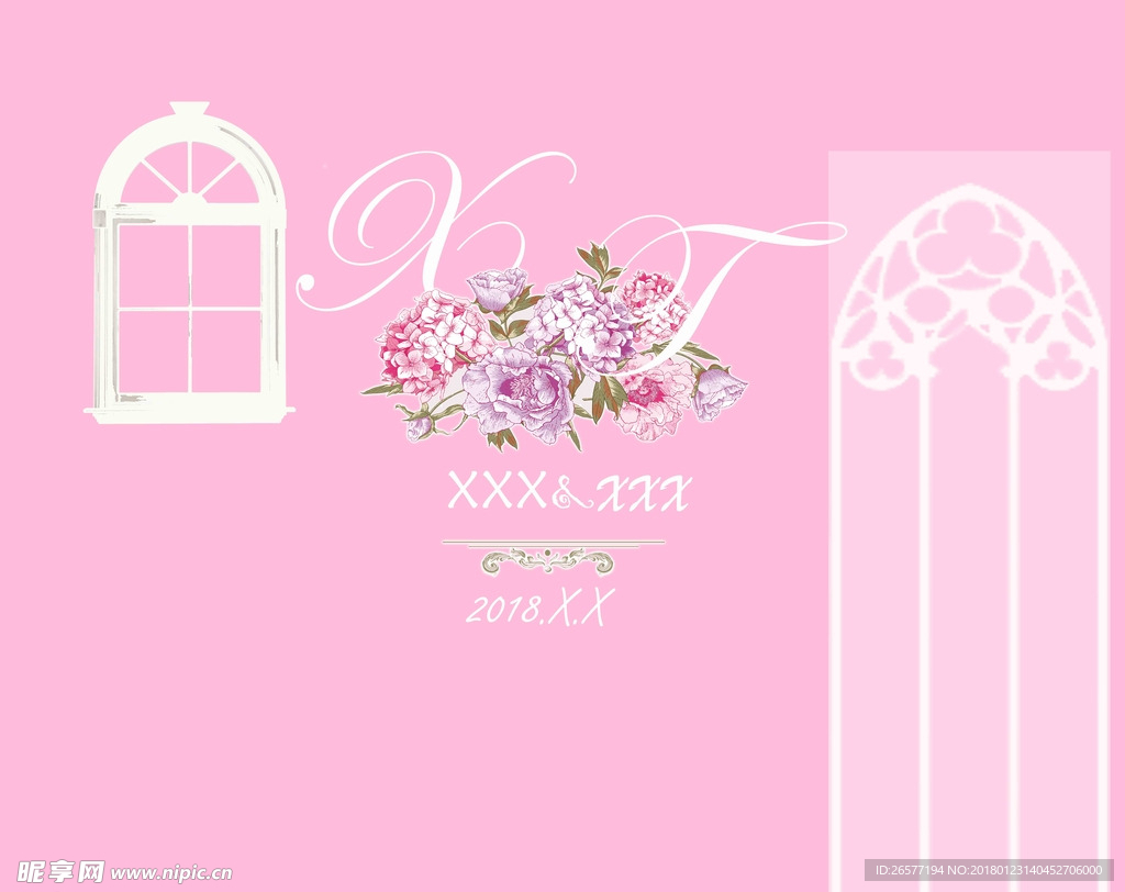 粉色花環(huán)婚禮背景