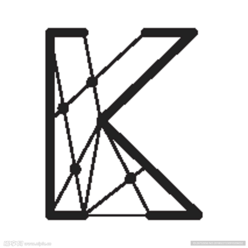 创意点线组合英文字母K