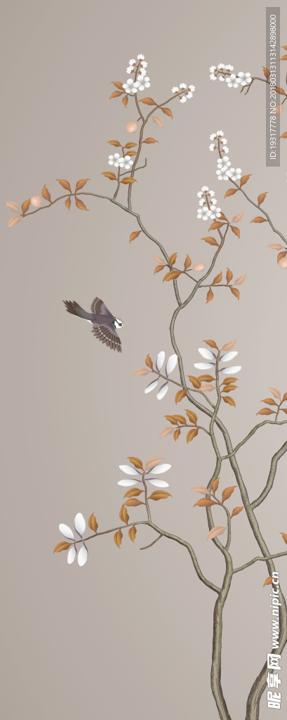 中式花鳥(niǎo) 四聯(lián)畫(huà)一