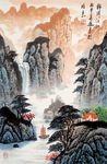中国风山水画彩色