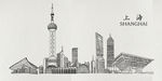 手绘上海城市标志性建筑