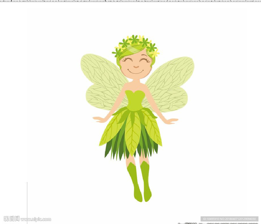 卡通人 春姑娘 带翅膀的人 绿