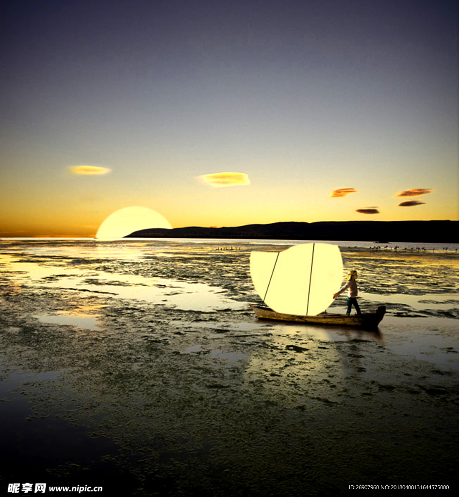 图片素材 夕阳 船 水 抽象