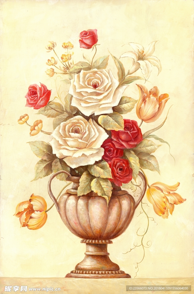 复古欧式装饰绘画花朵静物