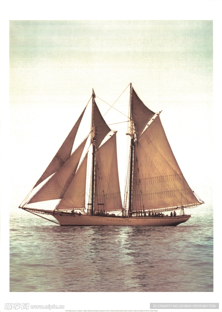复古海面帆船