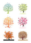 春夏秋冬创意色彩树木矢量素材