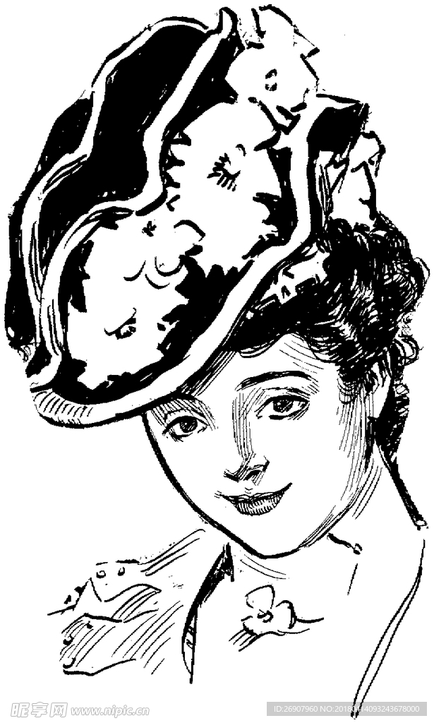 版畫系列  插圖  女士帽子