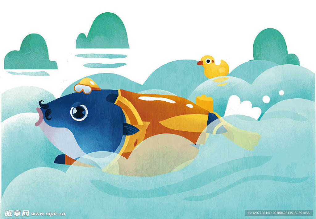 大魚先生卡通插畫