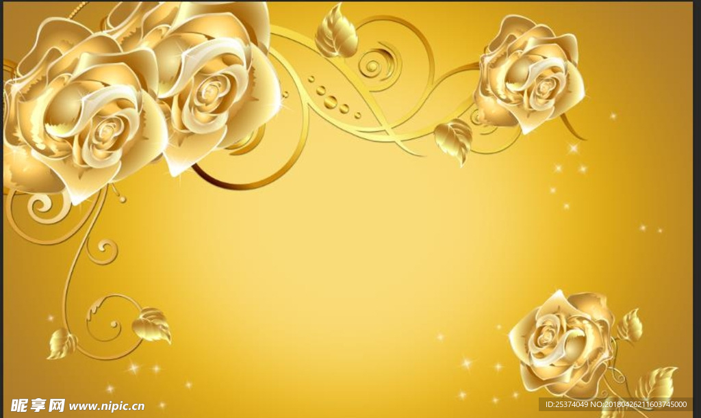金色花玫瑰欧式花纹藤条