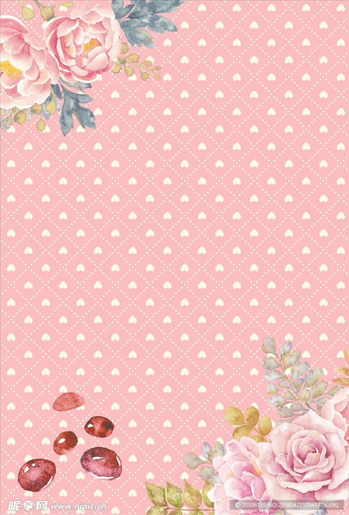 粉色心形花卉装饰背景