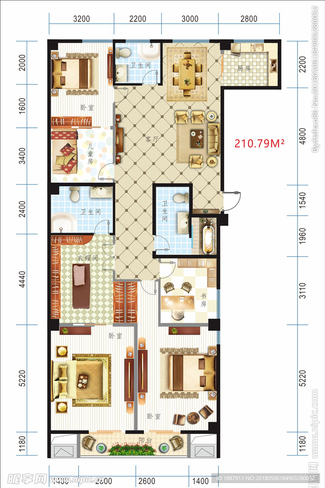 房地产户型图210.79平米