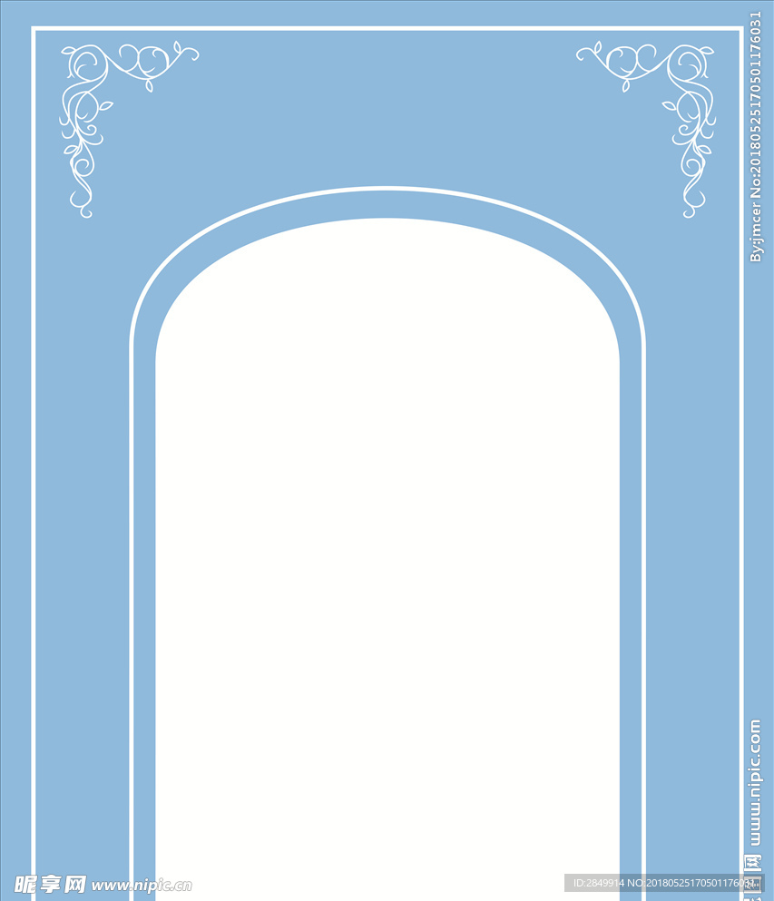 蓝色婚礼门框 玄关 花纹