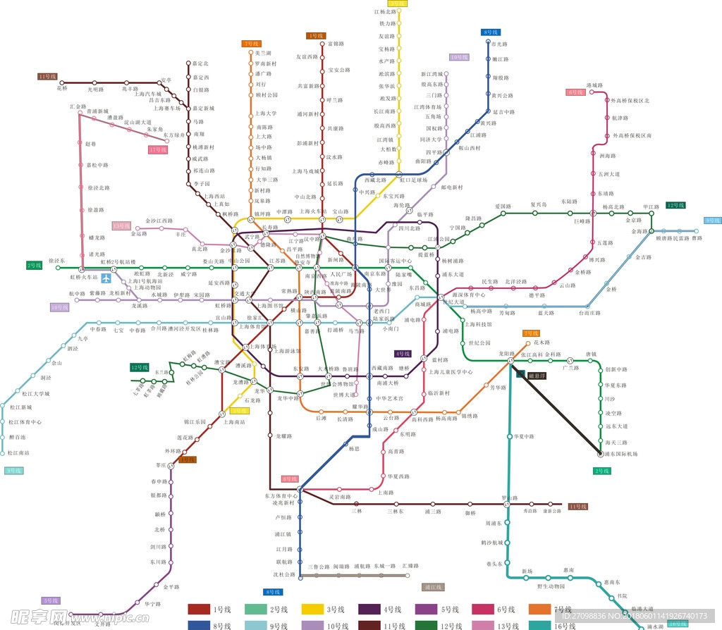 最新上海地铁图分布图