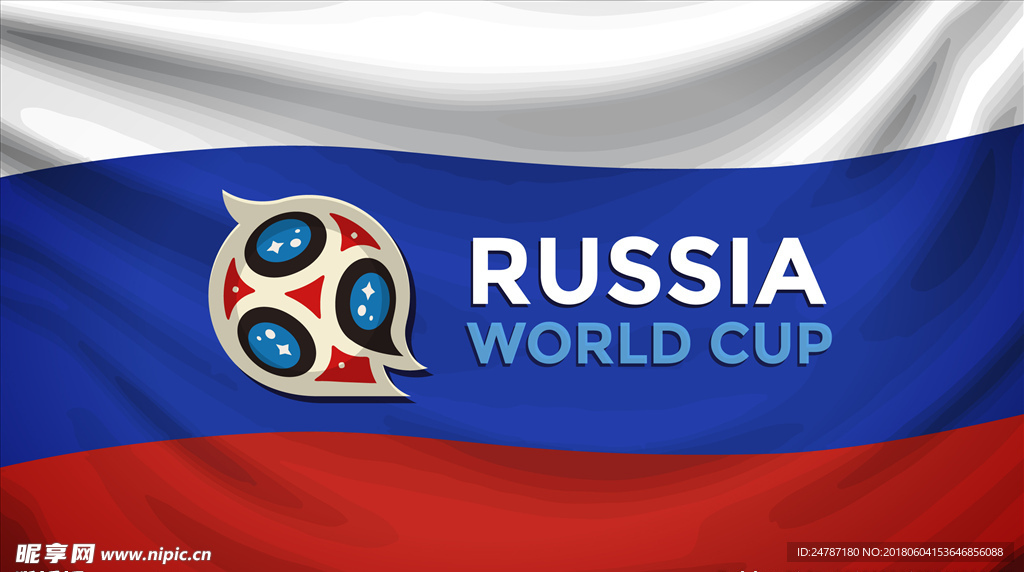 矢量彩色卡通飘扬俄罗斯世界杯旗