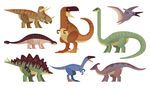 矢量卡通彩色动物恐龙集合