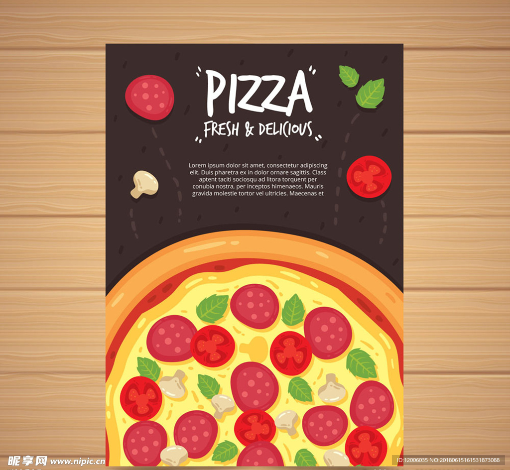 卡通披萨餐馆宣传单矢量素材