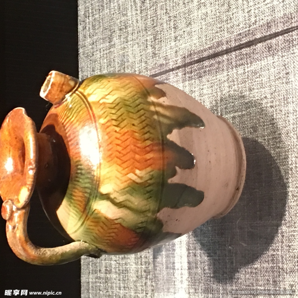 三彩席紋執壺