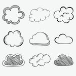 9款手绘云朵设计矢量图
