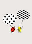 清新儿童卡通瓢虫蜜蜂装饰画画芯