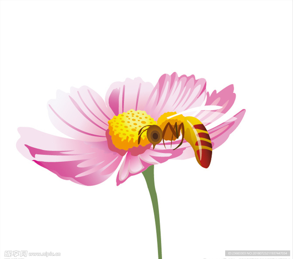 蜜蜂鲜花矢量素材