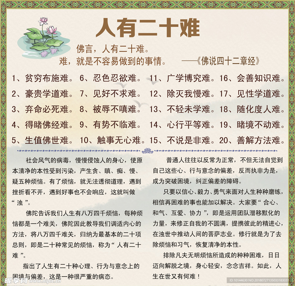 人有二十難