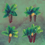 水彩绘绿色棕榈树