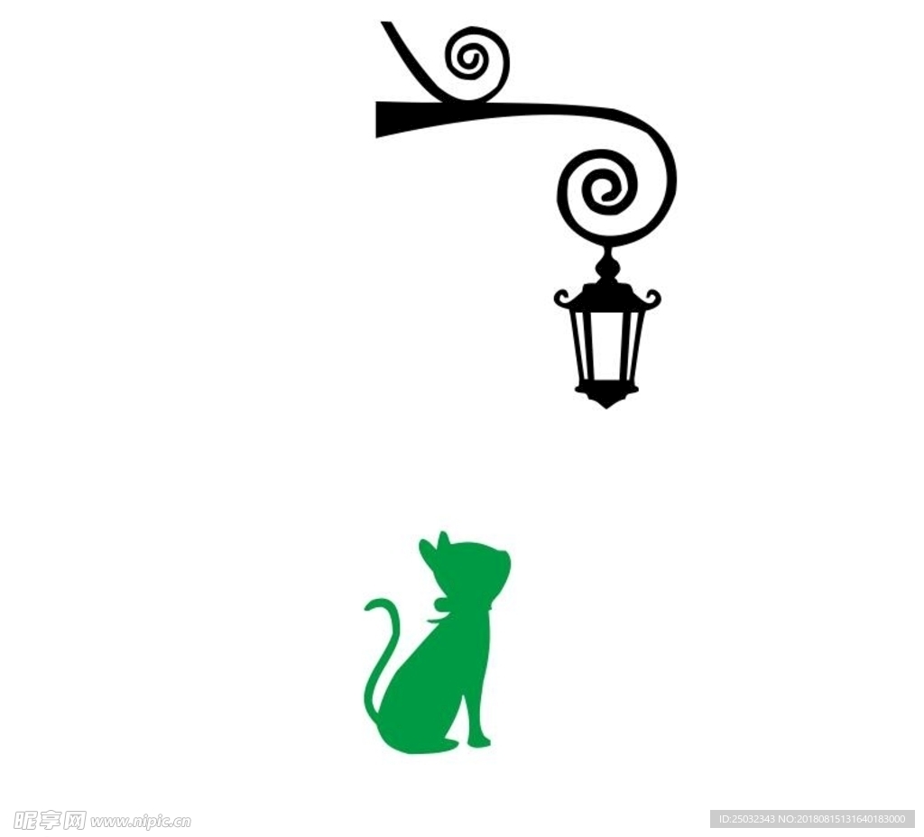 灯下小猫 路灯下小猫 猫墙贴