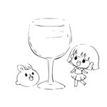 卡通女孩和酒杯