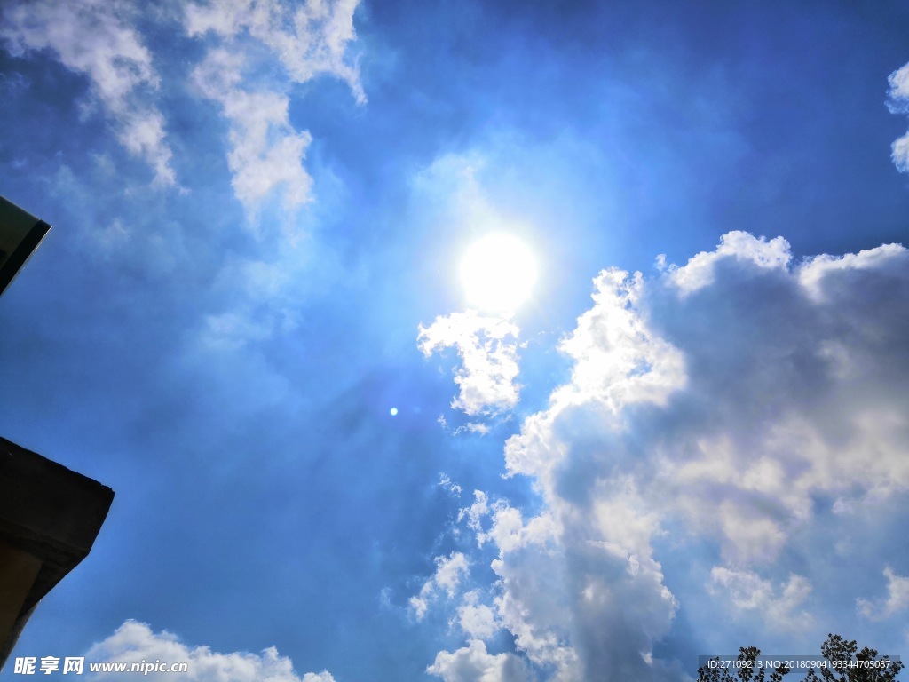 藍天 太陽 白云  天空 天