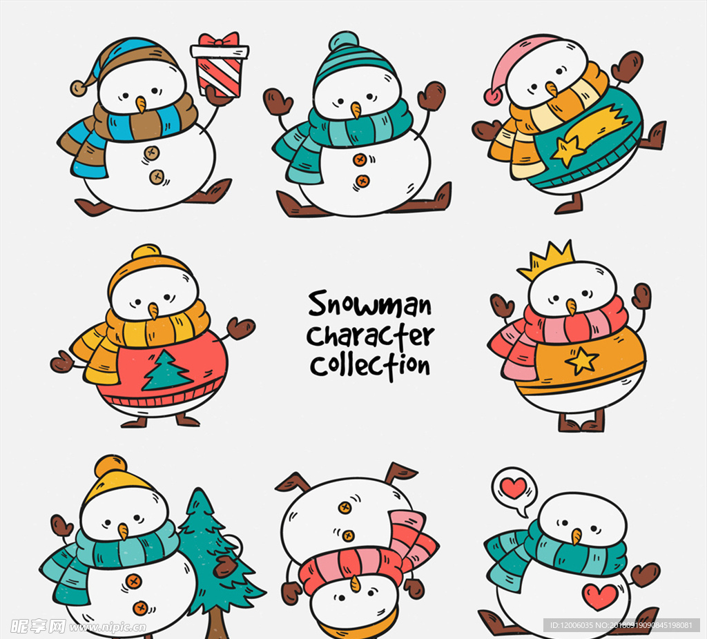 8款彩绘可爱雪人设计