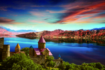 城堡 湖 风景