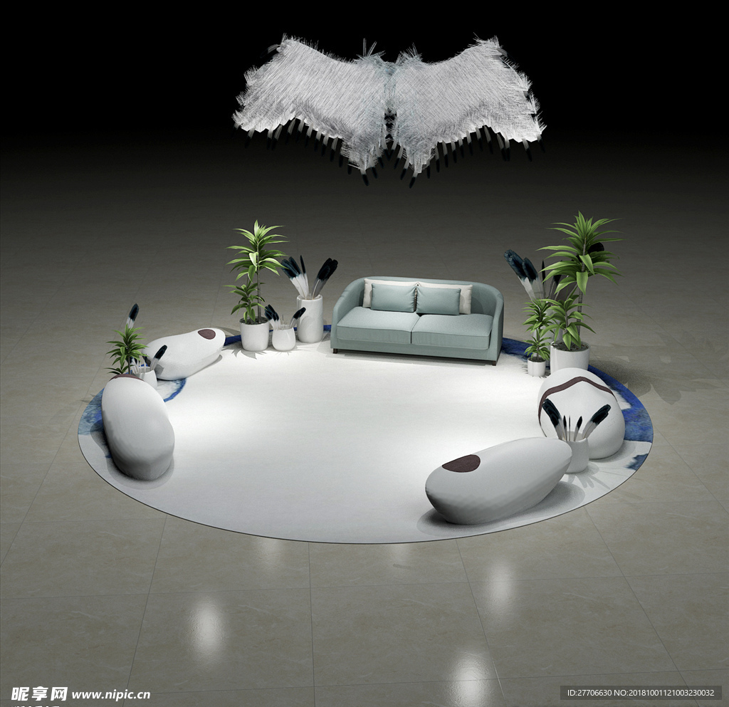 3D商场休息区展示设计模型