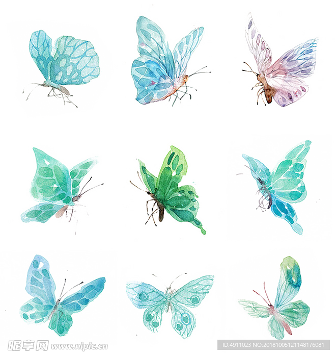 唯美藍色中國風蝴蝶
