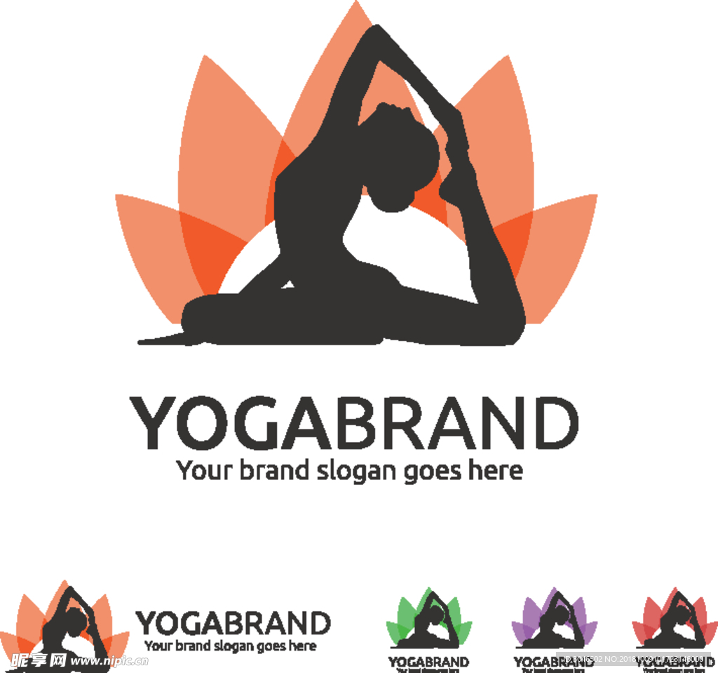 瑜伽矢量logo标志图标设计