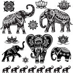 黑白手绘图 印度大象