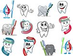 卡通牙医诊所及保护牙齿系列矢量